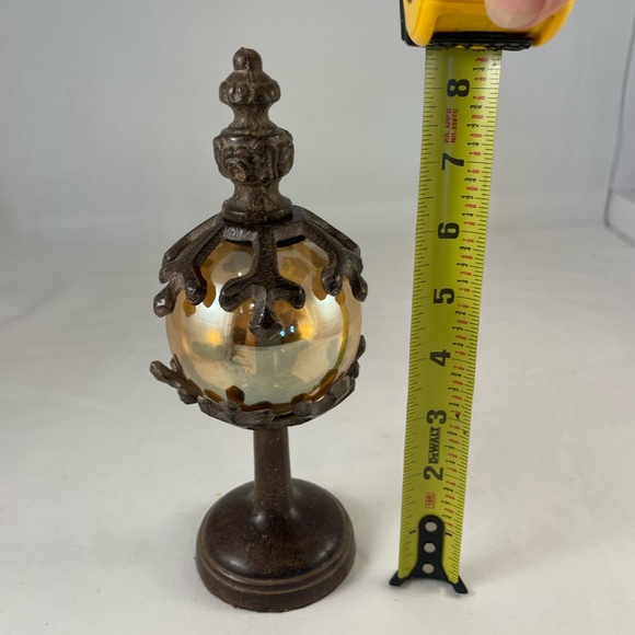 Vintage Cast Iron Snowflake Design W/ Glass Globe Table Decor 9”. - Picture 1 of 2